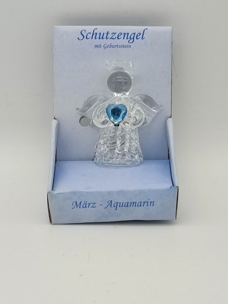 Glas Engel mit Geburtsstein  - März (C)